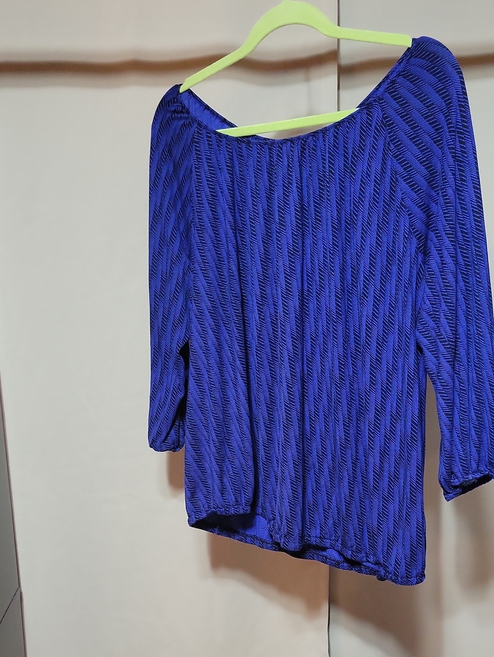 Daisy Fuentes Royal Blue Textured Boatneck Long Sleeve Top